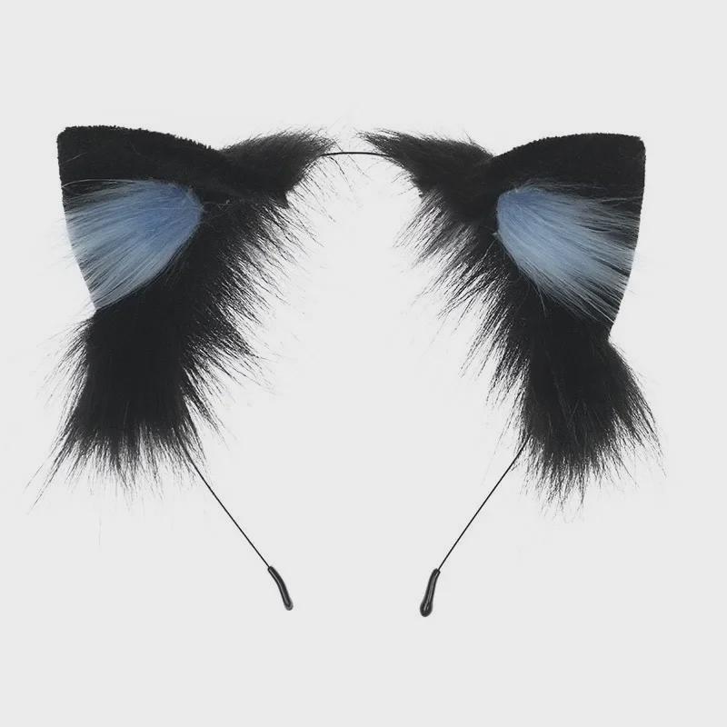 Black and White Cat Ear Plush Headband - Cute Lolita Hair Accessory