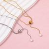 Fenny 18K Gold Plated  Elegant Fresh Water Pearl Bead Pendant Sweater Chain Adjustable Stainless Steel Necklace