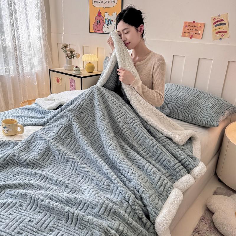 Soft Plush Throw Blanket Sofa Bed Office Nap Winter Warm Fleece Double-Sided Microfiber Velvet