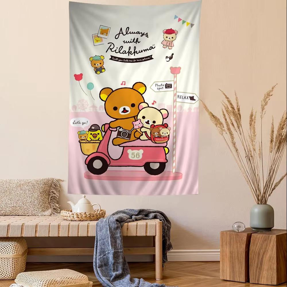 New Cute Rilakkuma and Friends Tapestry - Cozy Cartoon Decor for Kids Room, Adds Joy, Comfort, and Playful Charm Home Tapestry