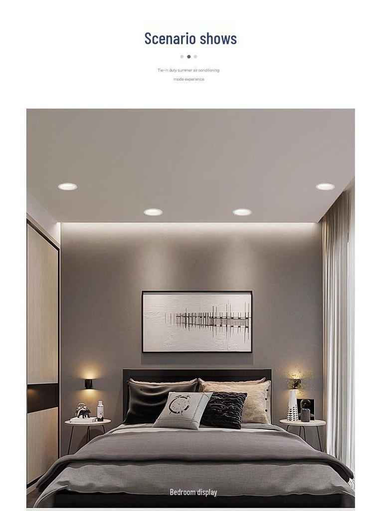 Ultra-Narrow Bezel LED Recessed Downlight: Anti-Glare Spotlight with Three-Color Light Change