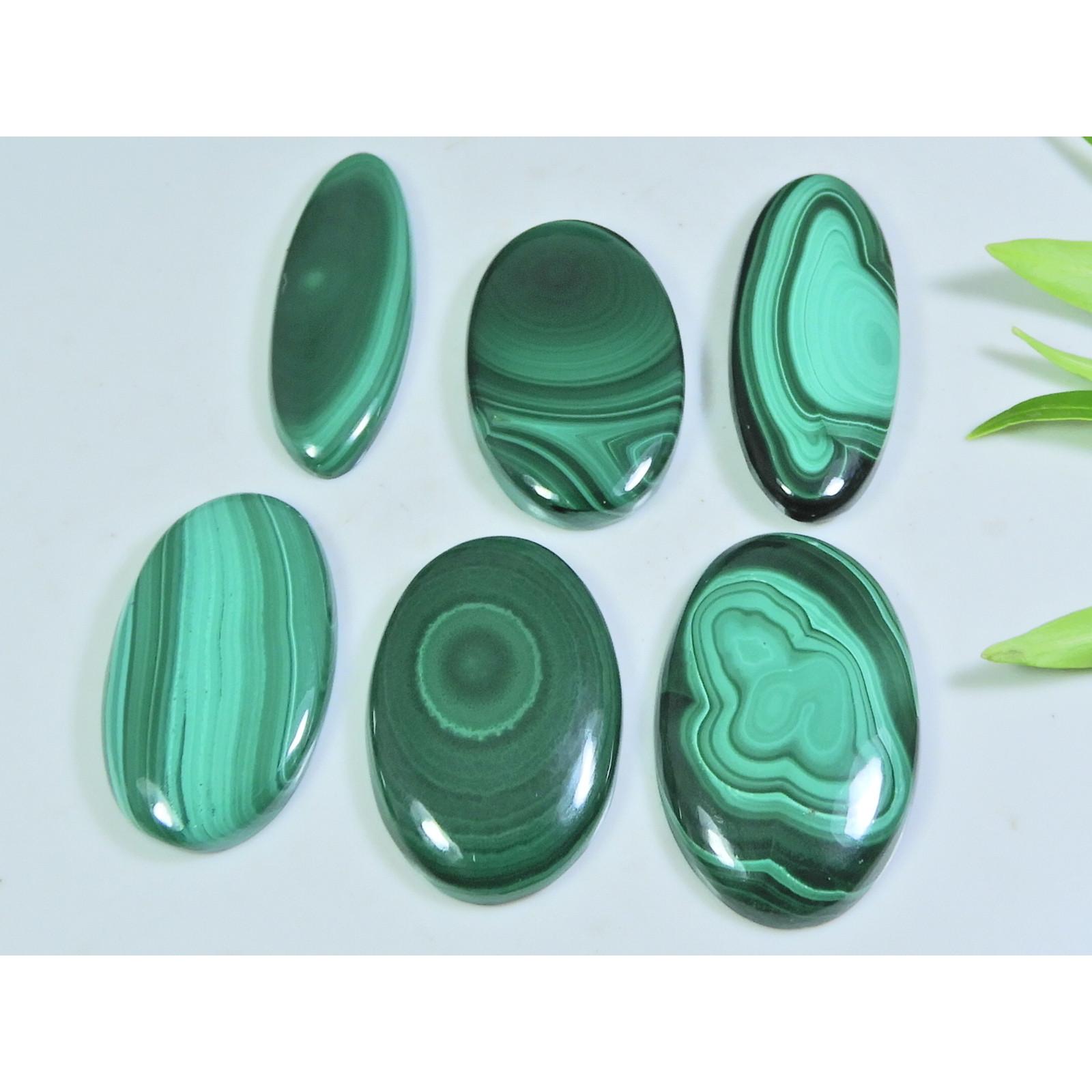 

18X31-15X39 MM Natural Green Malachite Pear Cabochon Loose Gemstone 298Cts. C-04