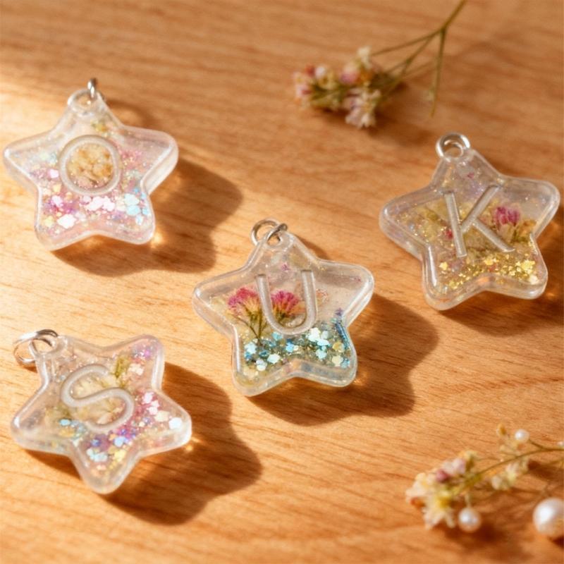 Reusable Silicone Jewelry Mold with Letter Star Shape Handmade Pendant Moulds for Making Charm Pendants Crafting