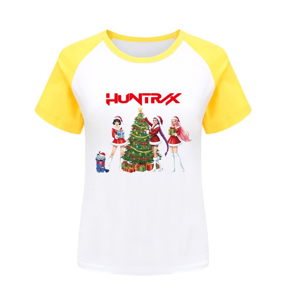 

5085 Kids Girls Christmas New Year Rumi Zoey Mira Print Raglan Short Sleeves T-Shirt 170cm жовтий