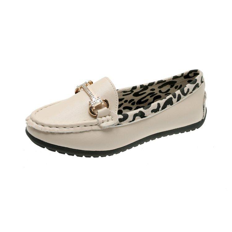 Doudou shoes women's 2025 spring and autumn new round head shallow mouth flat bottom leopard print single shoes women's mother shoes