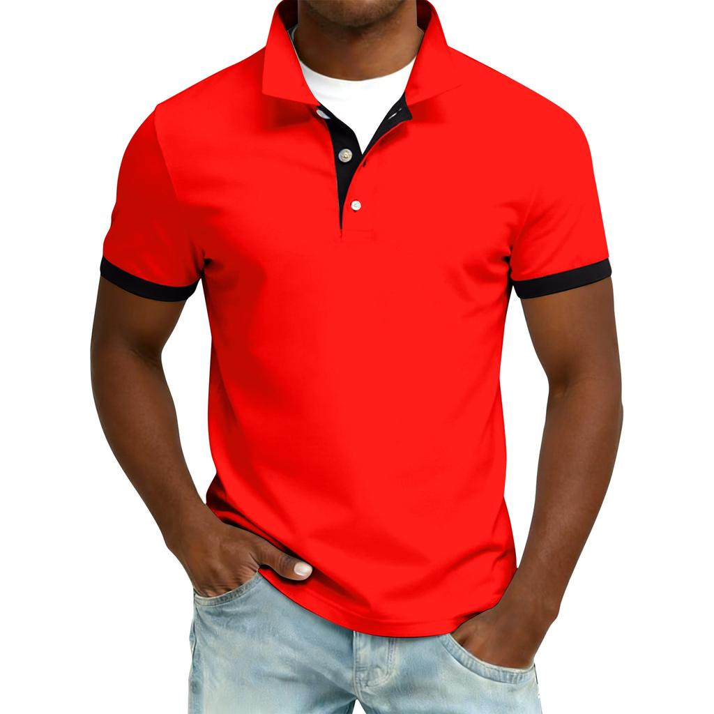 Men's Summer Button Lapel Loose Short Sleeve Top Men's Casual Fashion Top
