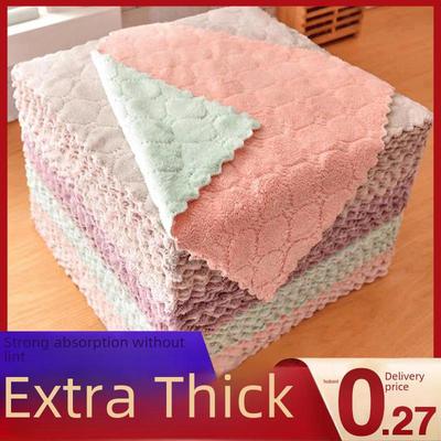 Paño de cocina de forro polar de coral engrosado: Trapo de Limpieza y Estropajo Absorbente, de Doble Cara y Libre de Aceite