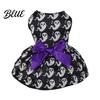 Dog Dress With Bow Halloween Pet Dress Pumpkin Ghost Bat Print Sleeveless Costume for Hair-free Clothing Small Medium Dogs Cute Outfit Festival