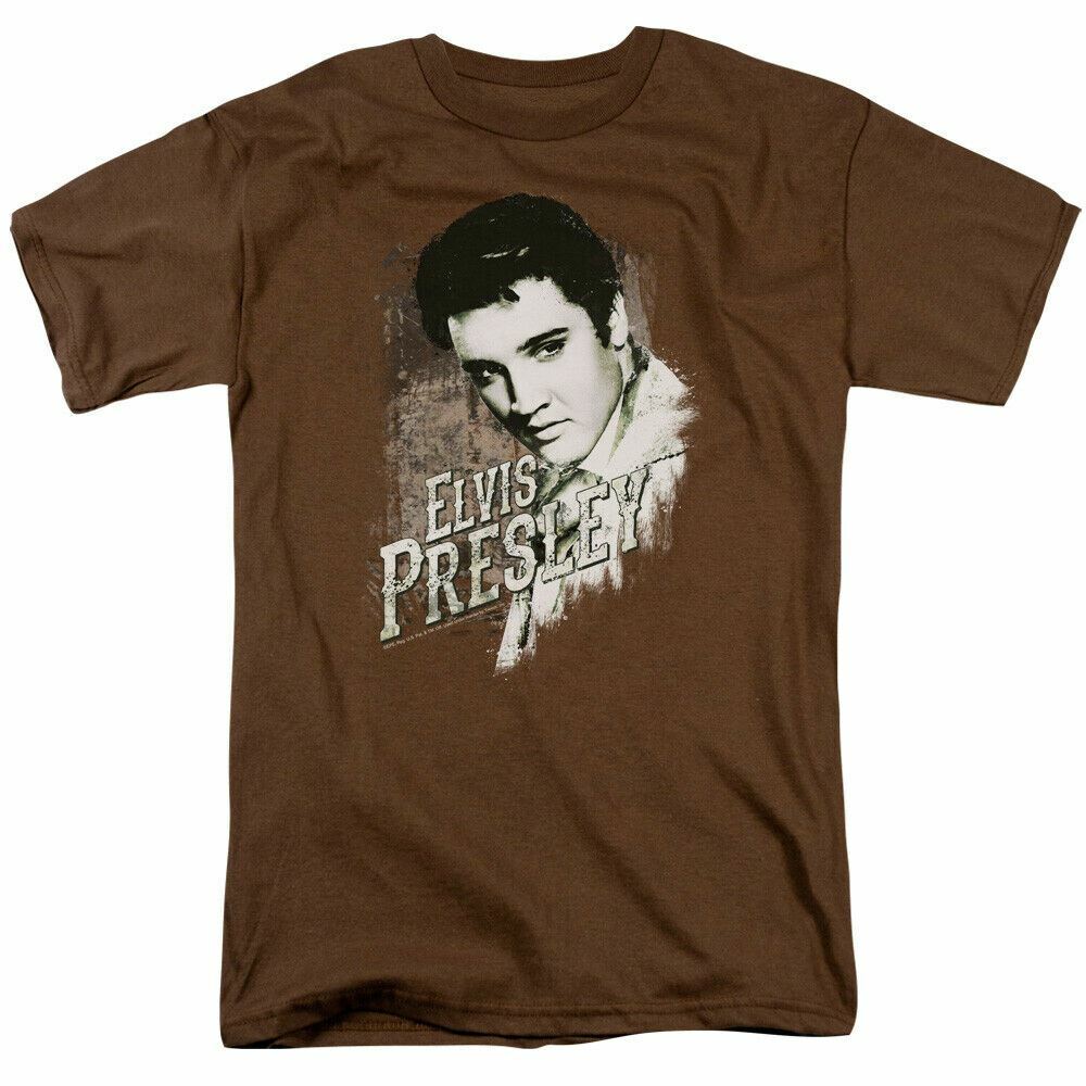 Elvis Presley Rugged Elvis T-shirt Mens Licensed The King Tee Coffee M