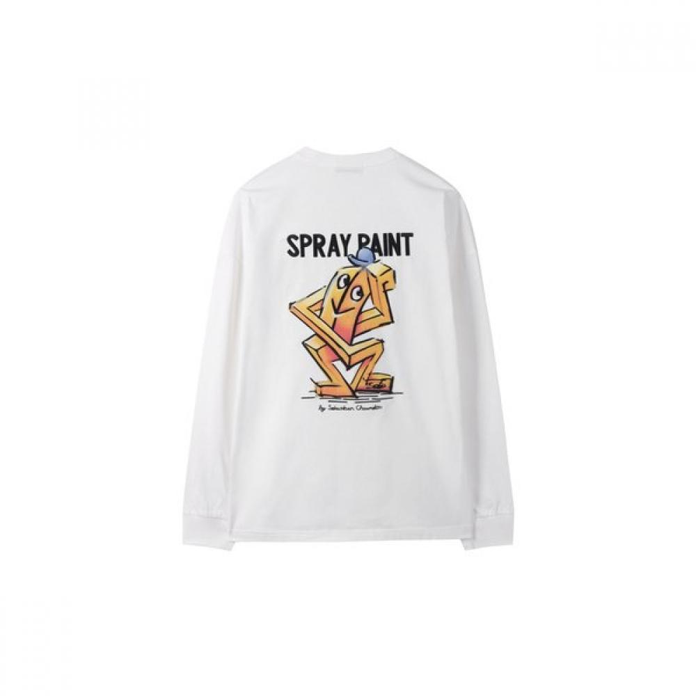 CusTomellow Long Sleeve T shirT whiTe cwTam25482whx