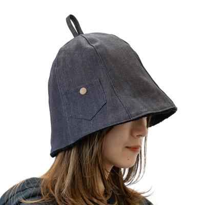 Mall Denim Sauna Hat with Denim Sauna Washable [Towel Alter] Pocket, Fabric, Hat, Cap, Men's, Women's, (indigo)