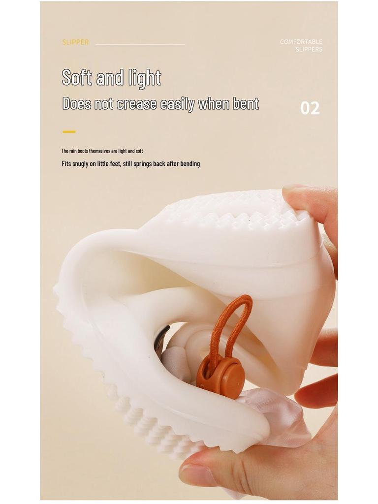 Feng Qing Fan Kids' Waterproof Rain Boots with Non-slip Sole and Elastic Cuff - Cartoon Design for Toddlers