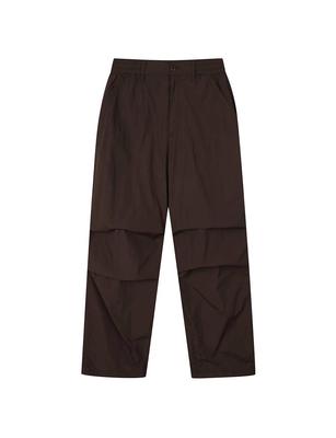 Enbiei Wide Parachute Woven Pants Brown