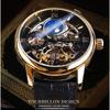 FORSINING Men's Luxury Automatic Mechanical Watch Leather Strap Automatic Tourbillon Hollow Mechanical Watch