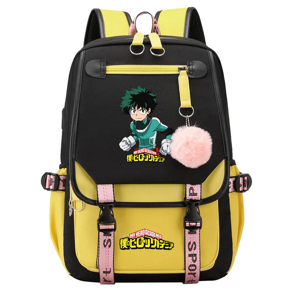 Day Man My Hero Academy USB Teen Student School Bag Men's and Women's Casual Webbing Flip Backpack