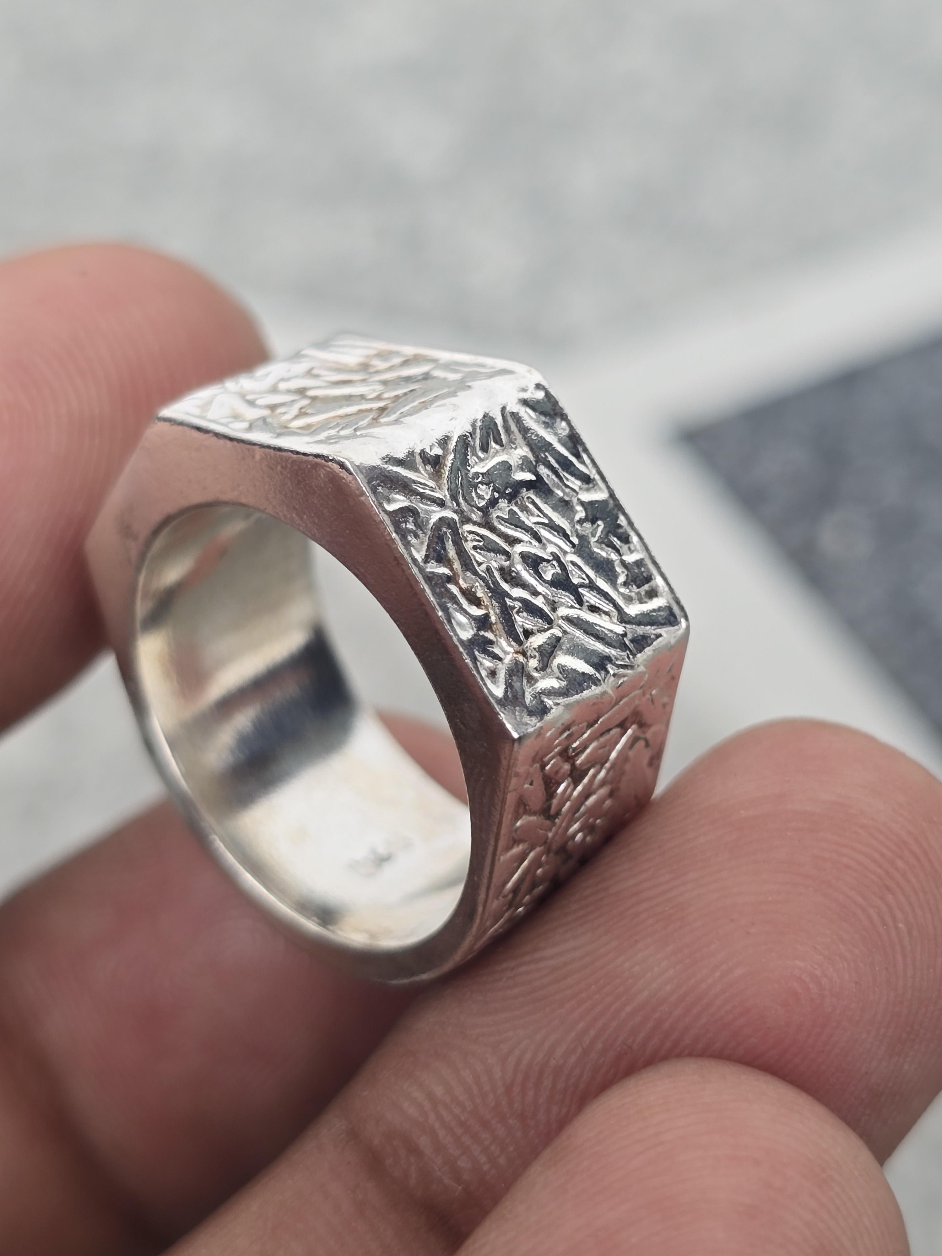 

Перстень Масивні Срібні Кільця Кільця-Заяви Для Чоловіків Срібло 925 проби Мінімалістичне Кільце Ручної Роботи, Кільце-Перстень Купольної Форми 4.5