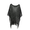 Tassel Sunscreen Cover-up Loose Fit Knit Hollow Out Top Fashion Fishnet Swimsuit Cover Up  Vacation