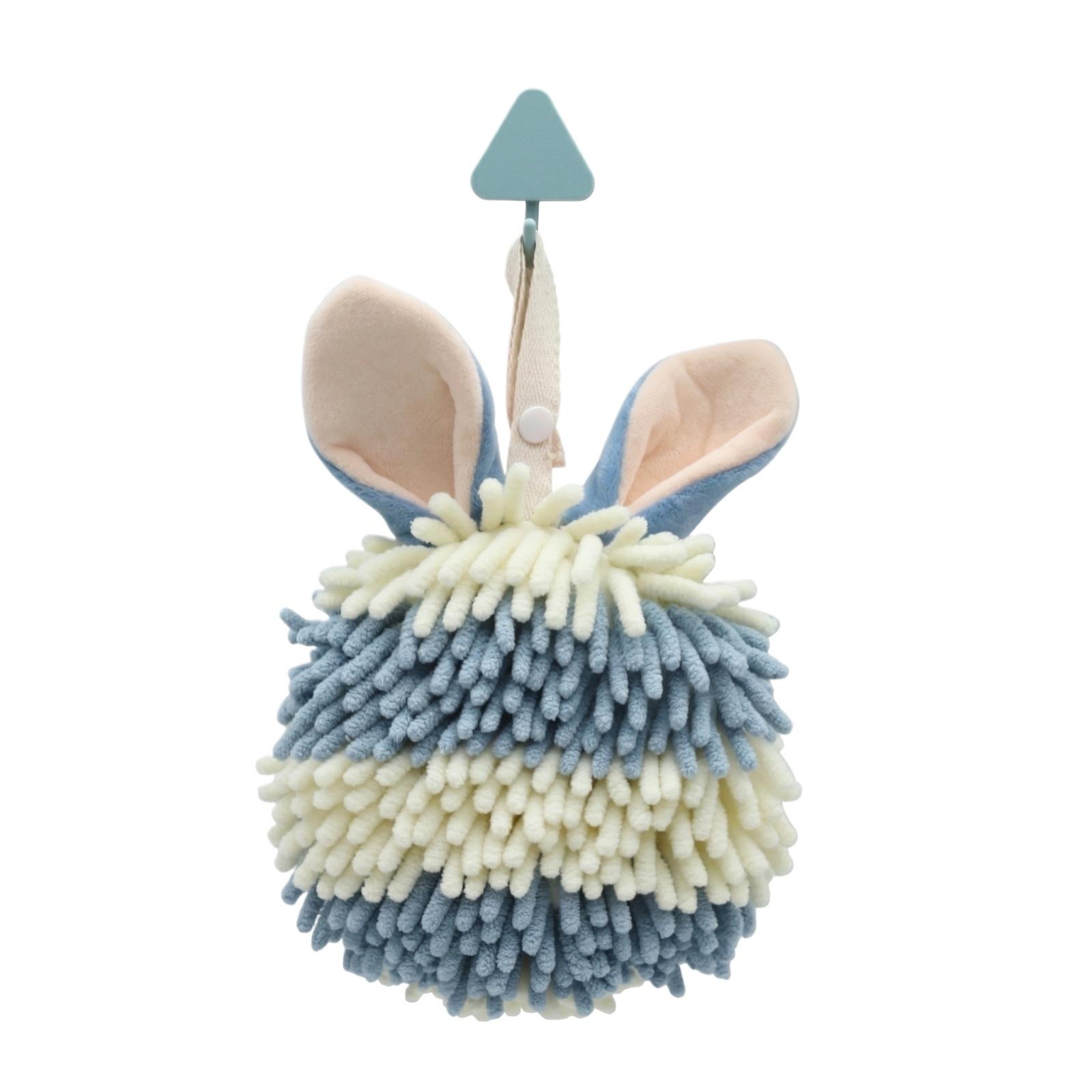 Chenille Hand-Drying Ball  Kanglewu Striped Cartoon Hand Towel Hangable, Creative, And Absorbent Hand Towel синий