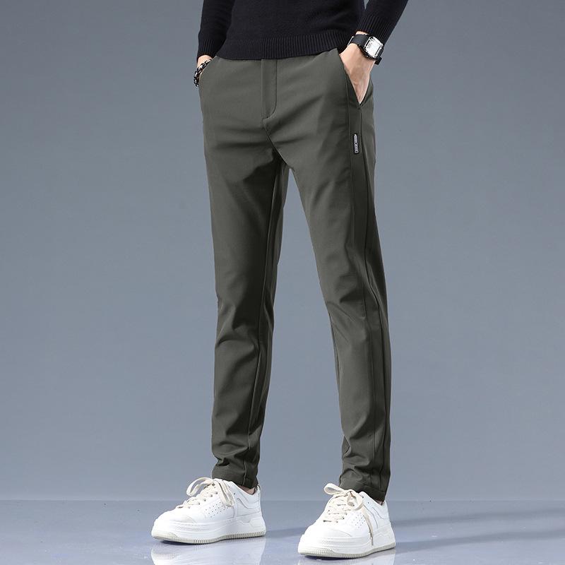 Men's Slim Fit Straight Leg Casual Pants – Elastic, Smooth, Versatile for Autumn and Winter