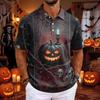 Camisa Masculina Estampada de Manga Curta para Festa de Halloween Fantasia