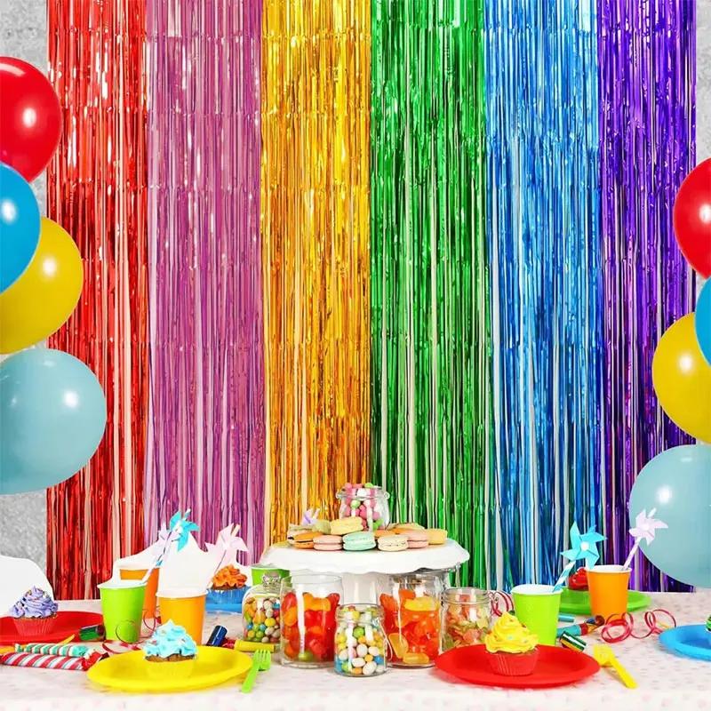 2-meter Purple Rain Silk Curtain Birthday Party Background Wall Decoration Arrangement