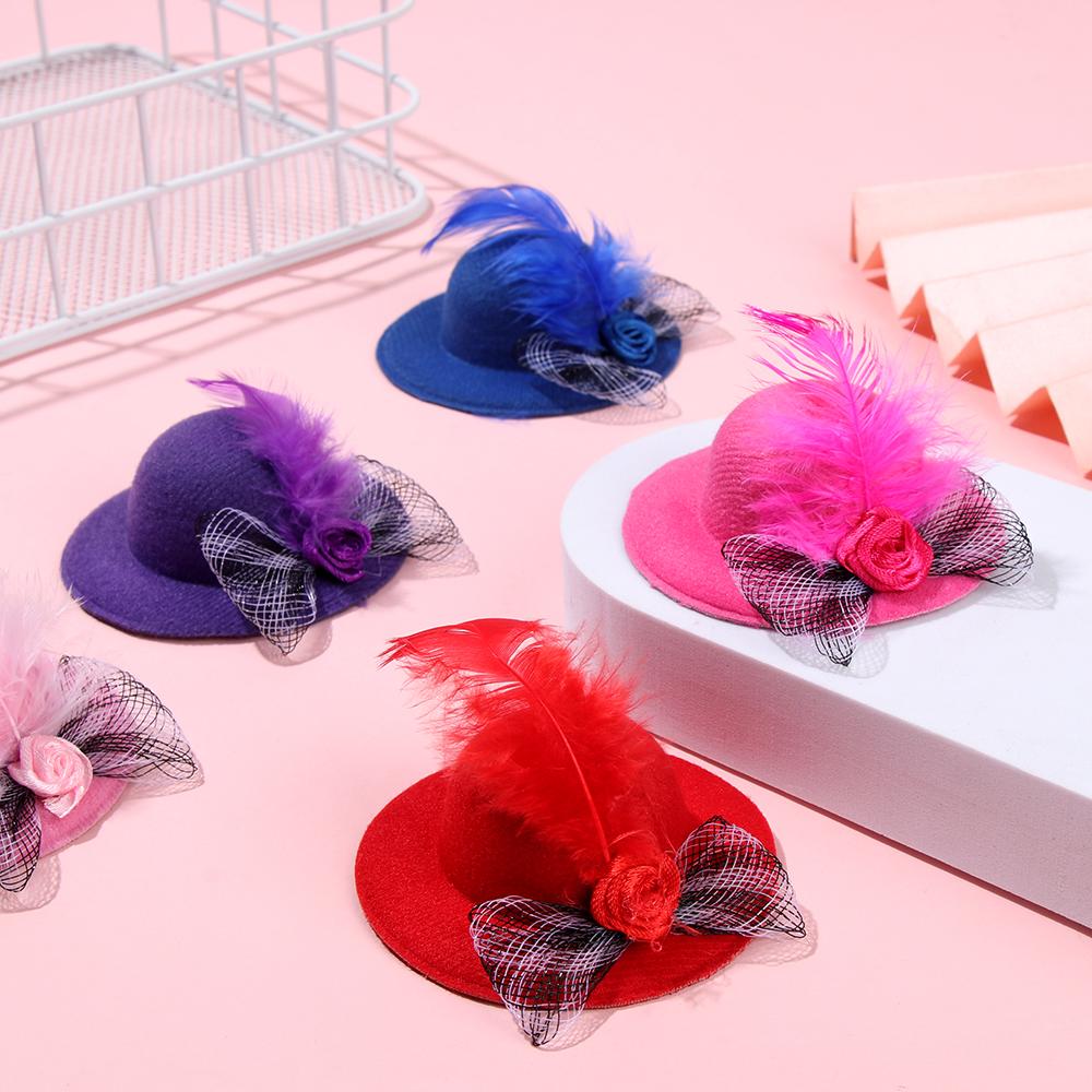 Adjustable Stylish Show Costum Rooster Duck Feather Top Hat Cap for Hens Chicken Hats Pets Supplies