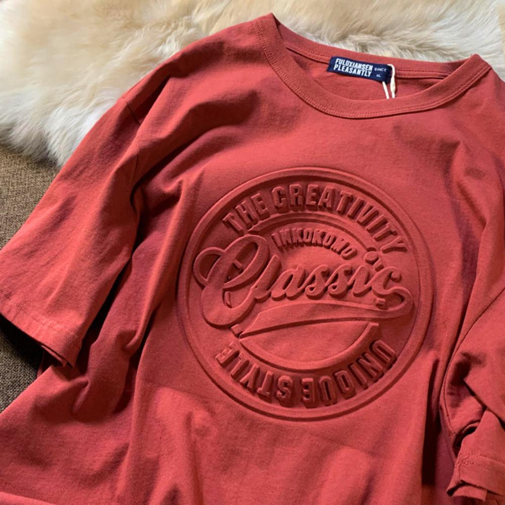 Men's Cotton T-shirt Male Steel Print Solid Color Short Sleeve Tops Summer Basic Daily Soft Casual Tees Streetwear