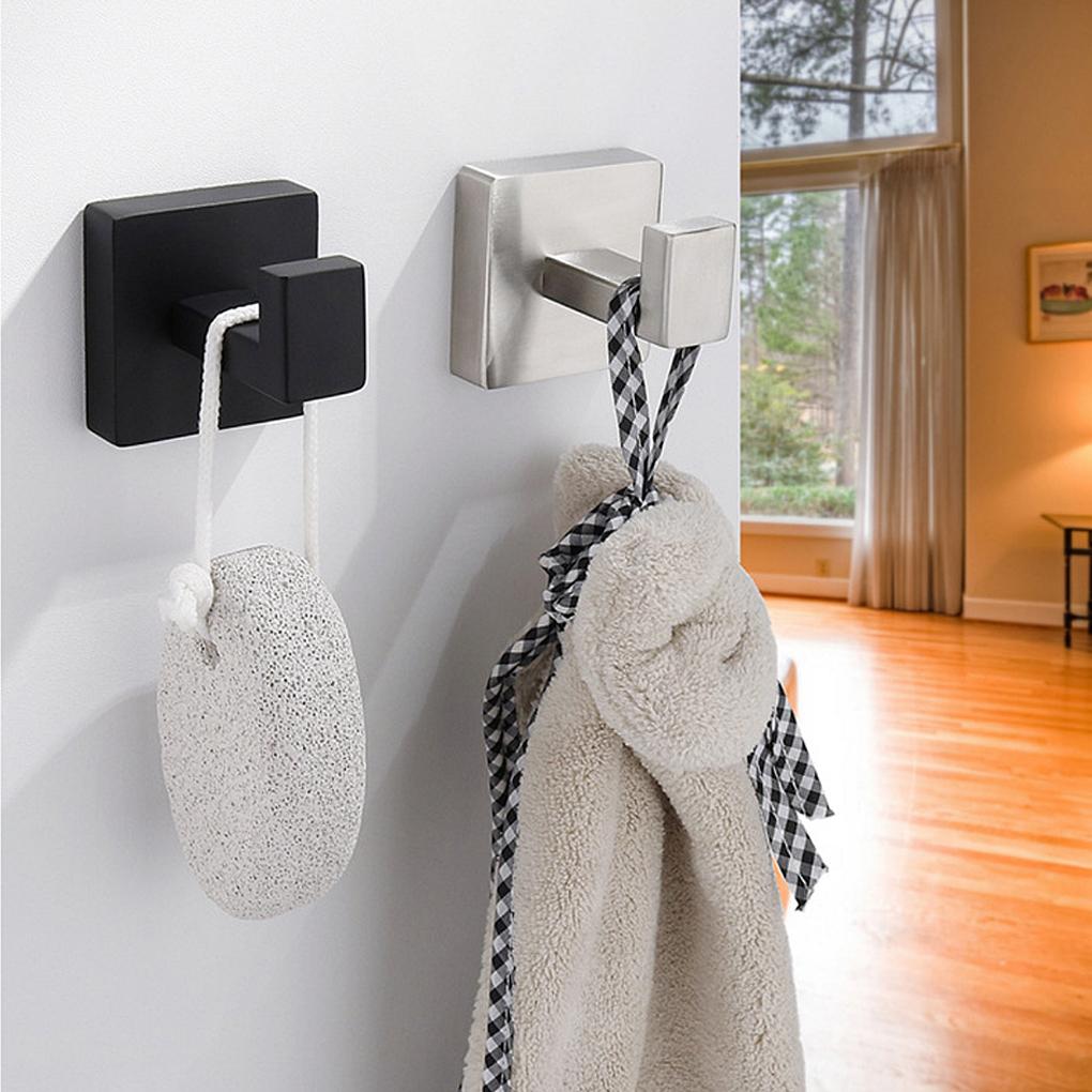 Clothes Polished Coat Self Adhesive Wall-Mounted Kitchen Holder Stainless Steel Hat Square Towel Hanger Accessory