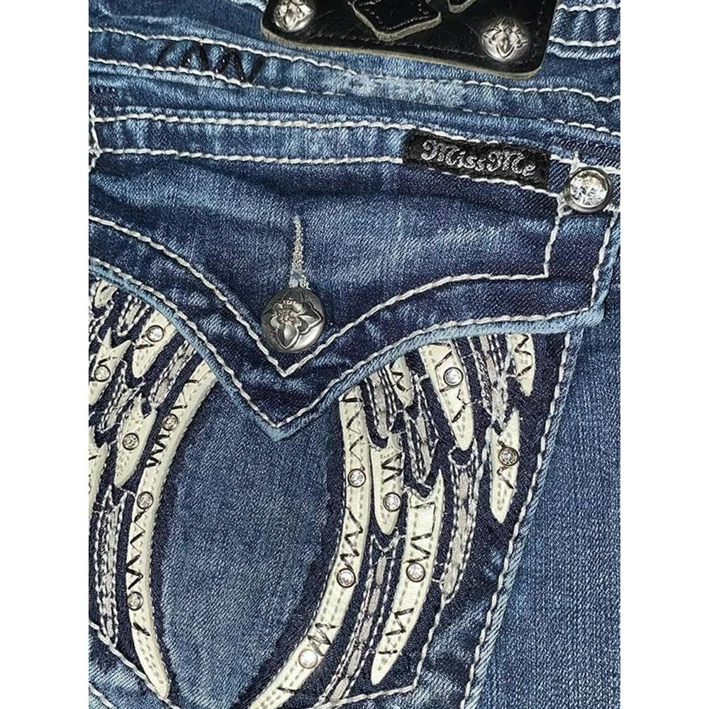 RogueWave Fashion Loose-Fit Straight Trousers Spring/Autumn Vintage Embroidery Diamond Denim Trousers