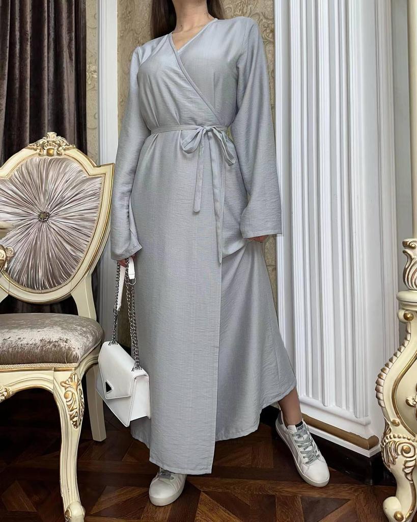 2024 Elegant Women's Solid Color Slim Fit Lace-Up Long Dress