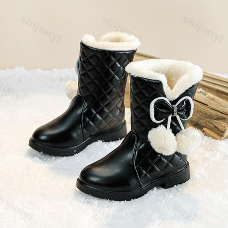 Girls Snow Boots Winter Children Princess Boots Kids Warm Plush Outdoors Comfortable Non Slip Cold-proof Boots
