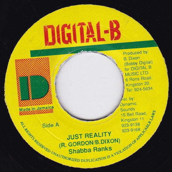 

7-дюймовая пластинка SHABBA RANKS - Just Reality НЕТ Digital-B Ямайка Регги, Ска и Даб Б/У