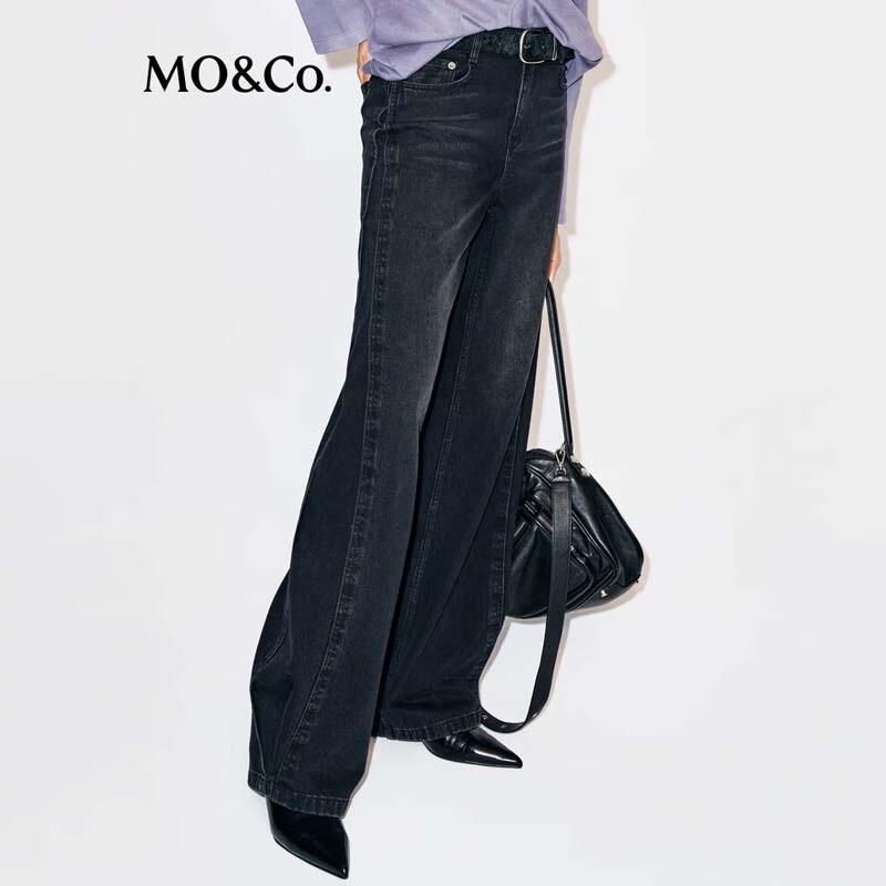 MO&Co. Women's Patchwork Wide-Leg Jeans