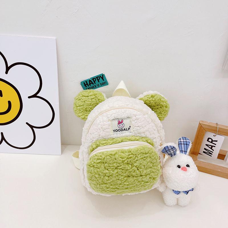 Juxingda Adorable Plush Children's Backpack Soft Lambswool Bunny Keychain Design For Boys And Girls