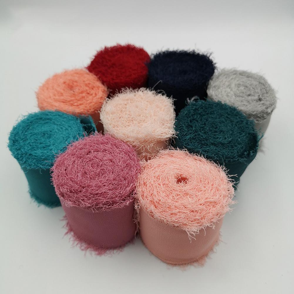 Ausgefranstes, faltiges Chiffon-Seidenband, Hochzeits-Blumenstrauß, Wickeldekoration, Requisite