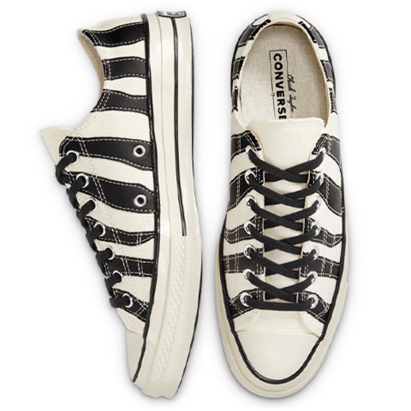 Converse Chuck 70 1970s Casual Low-Top Espadrilles Unisex Black and White Zebra Stripes