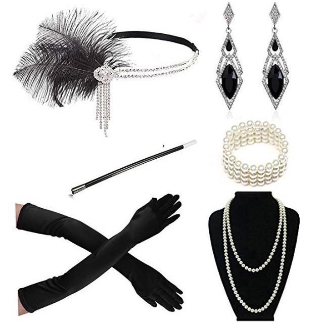 

Ретро головной убор из перьев и набор украшений 1920-х годов для вечерних вечеринок