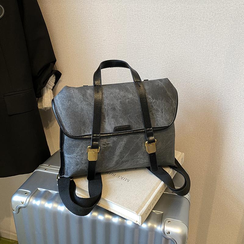 

Рюкзак премиум-текстуры женский 2025 новый модный ретро школьный рюкзак для студенток для выхода в свет, для поездок на работу, дорожная сумка чёрный