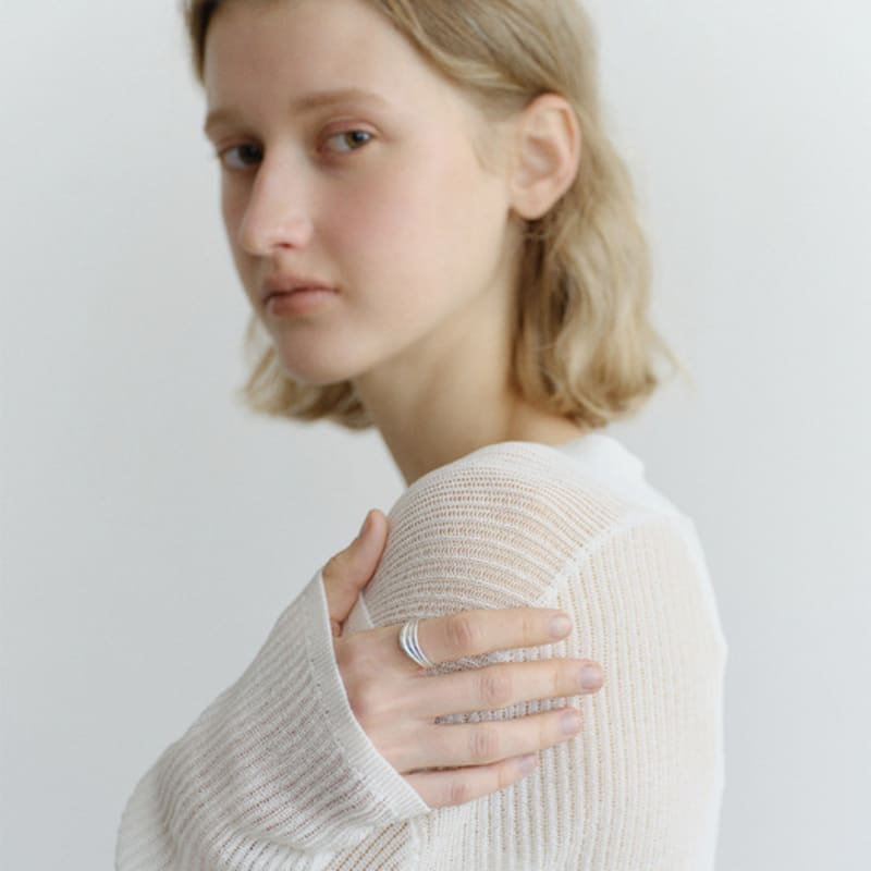 ovbeige [WAY] 925silver TILDE CURVE RING