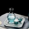 Japoński Zestaw Filiżanek do Sake 1 2oz Eleganckie Szklane Filiżanki do Sake z Tacą Kolorowe Kropki Wysokiej Wartości Kieliszki do Wina Owocowego
