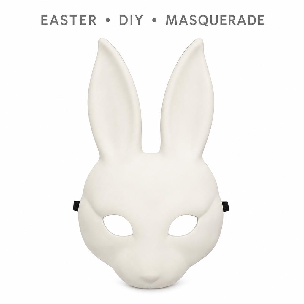 Weißes Kaninchen Kostüm Maske Lange Ohren Hasen Gesichtsmaske für Ostern DIY Cosplay Maskenball Party Bühnenauftritt