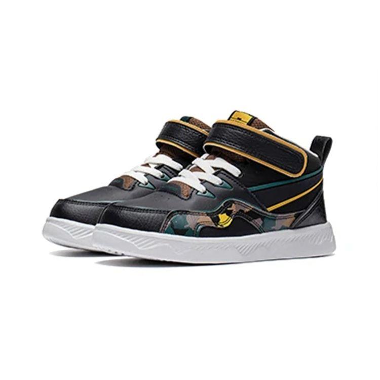 LiNing Comfortable Sports Casual Mid-Top Kids Skate Shoes Kids Sneakers Black YKNS102-13