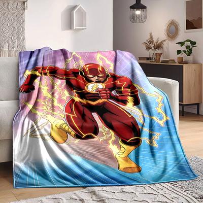 1pc Flash Superhero Blanket Lightweight Flannel Throw For Sofa, Bed, Travel, Livingroom, Office, Couch, Chair, And Bed