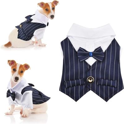 Abbigliamento per Animali Domestici Camicia per Cani Smoking per Cani Camicia con Papillon per Cane Maschio Festa di Matrimonio Costume per Bulldog Carlino Cucciolo Costume da Orsetto per Animali Domestici Tenute Estive Sottili
