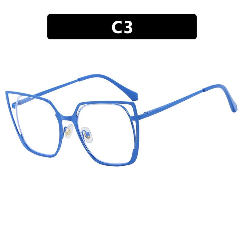 Square hollow flat mirror new anti-blue glasses frame European and American plain face high-end sense versatile glasses frame women