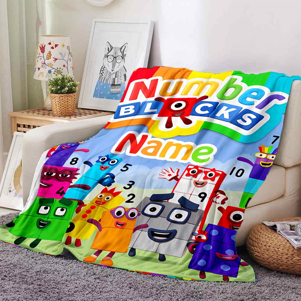 Customiz Name Personality Numberblocks Blanket Soft &Warm Sofa Office Bed Travel Lunch Break Blanket, Gift Suitable All Seasons