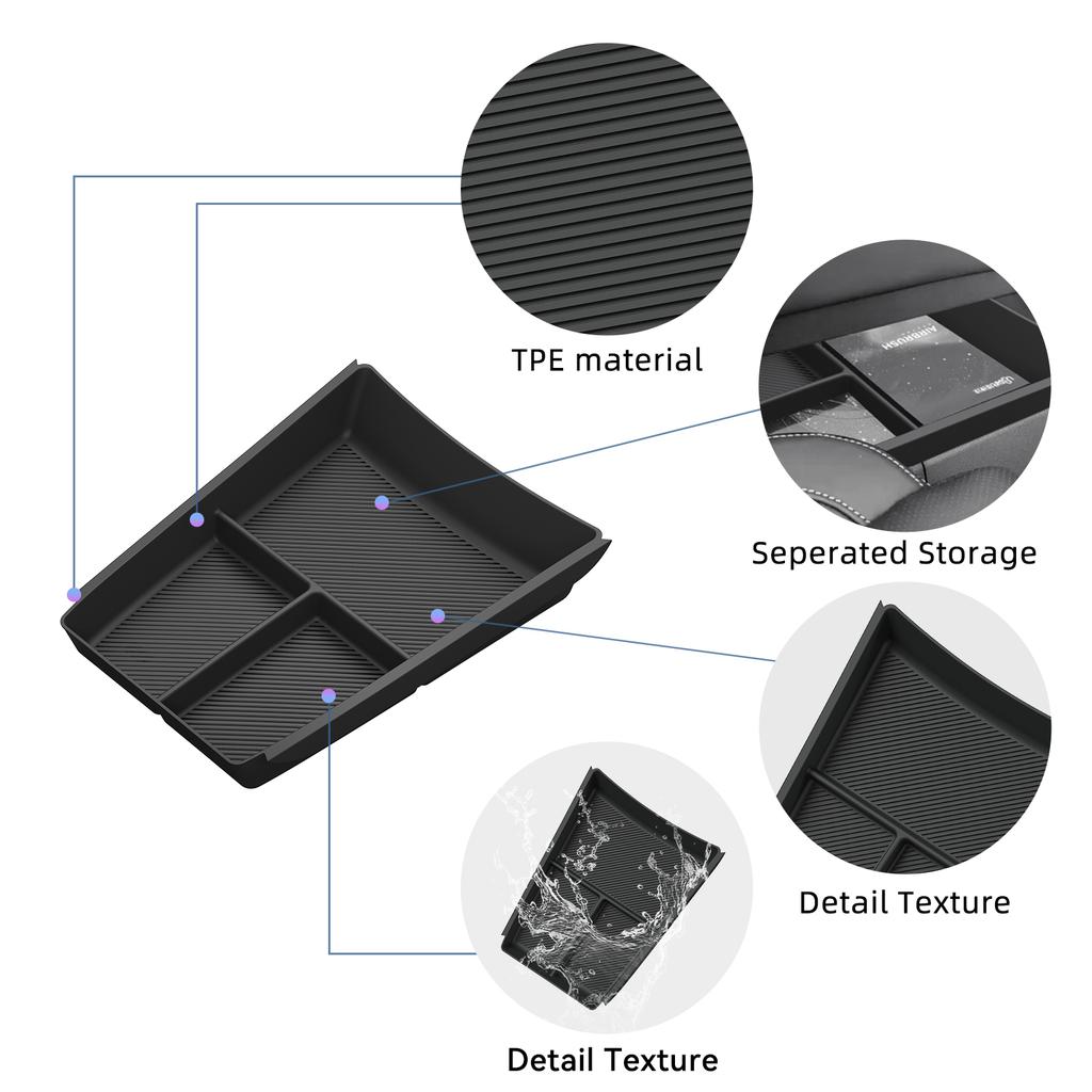 for Nissan Rogue/X-trail T33 2025-2026 Center Control Lower Layer Storage Box Car Accessories Organizer Tidying TPE Black