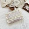Lace broken flower canvas bag women's new fashion casual commuter tote bag lace edge handbag