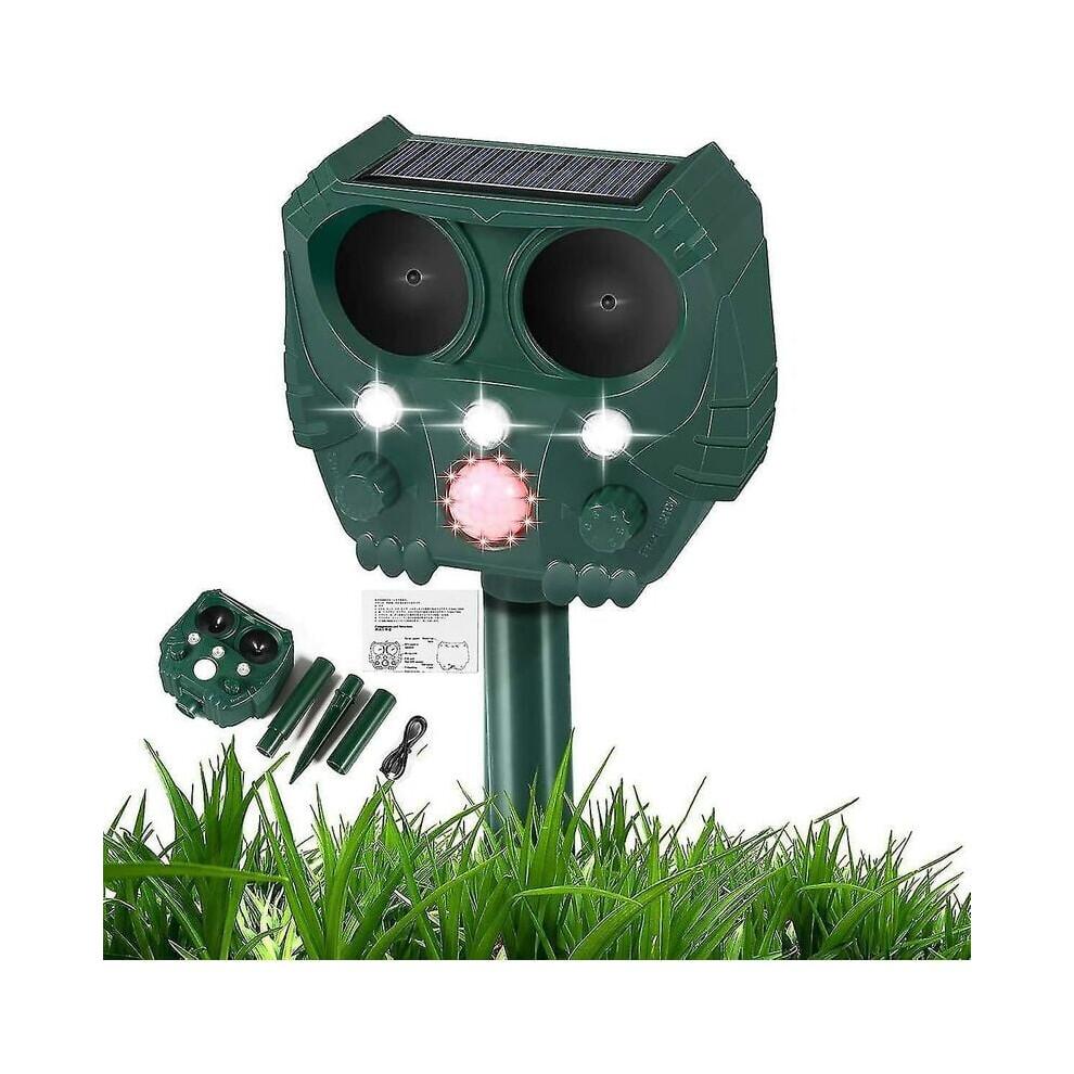 Lampe anti-animaux d'extérieur, rechargeable à l'énergie solaire et dotée d'un détecteur de mouvement, répulsif ultrasonique pour chats et