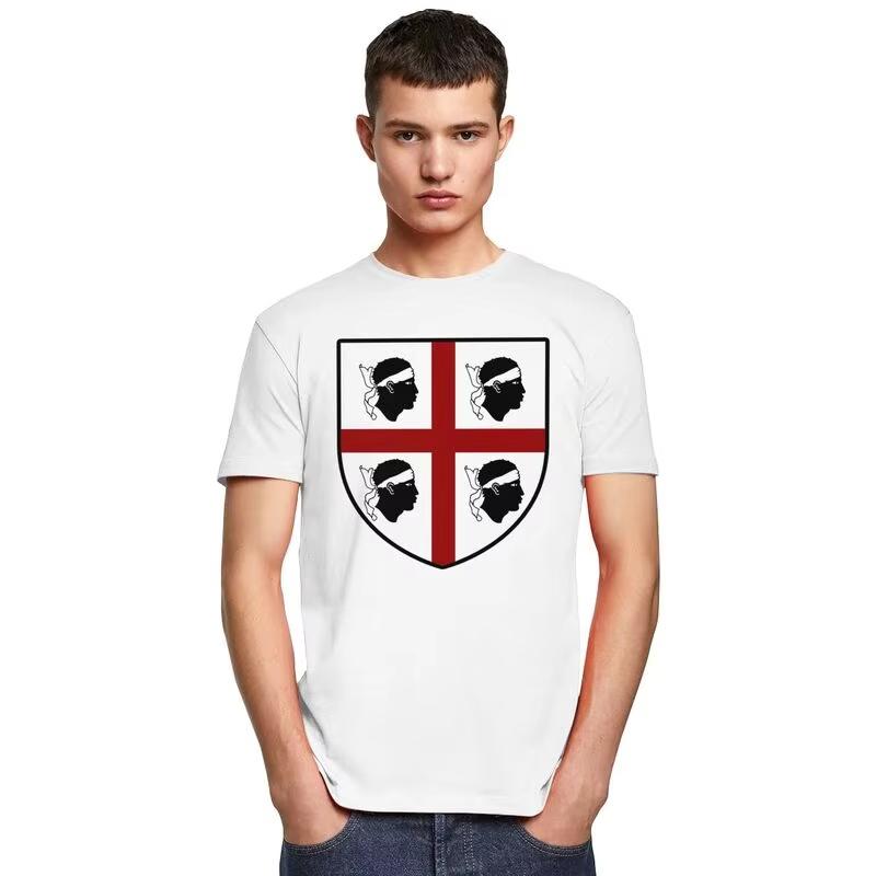 Custom Sardinia Flag Four Moors T Shirts Men Short-Sleeve Italy Sardegna Coat Of Arms T-shirts Tee Pure Cotton Slim Fit Tshirt